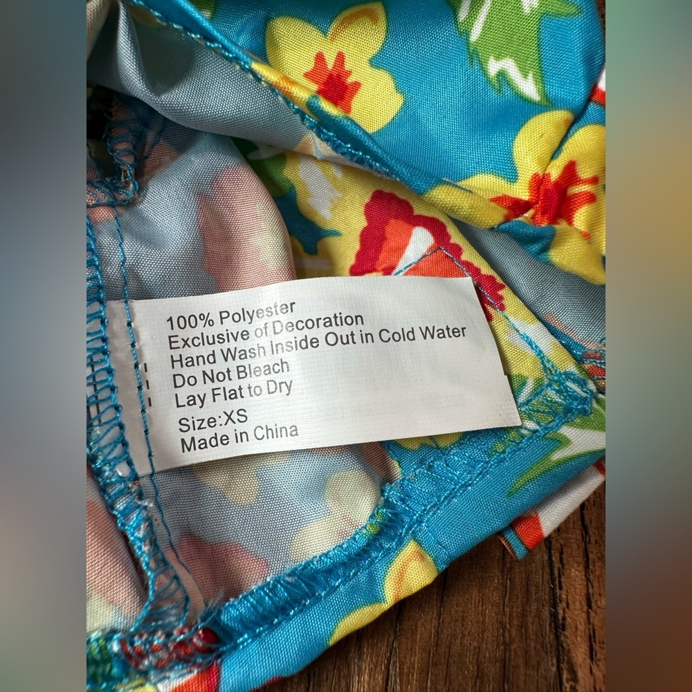 Tropical Floral Dog Shirt - Blue and Orange with hat and sunglasses 😎 - Picture 4 of 5